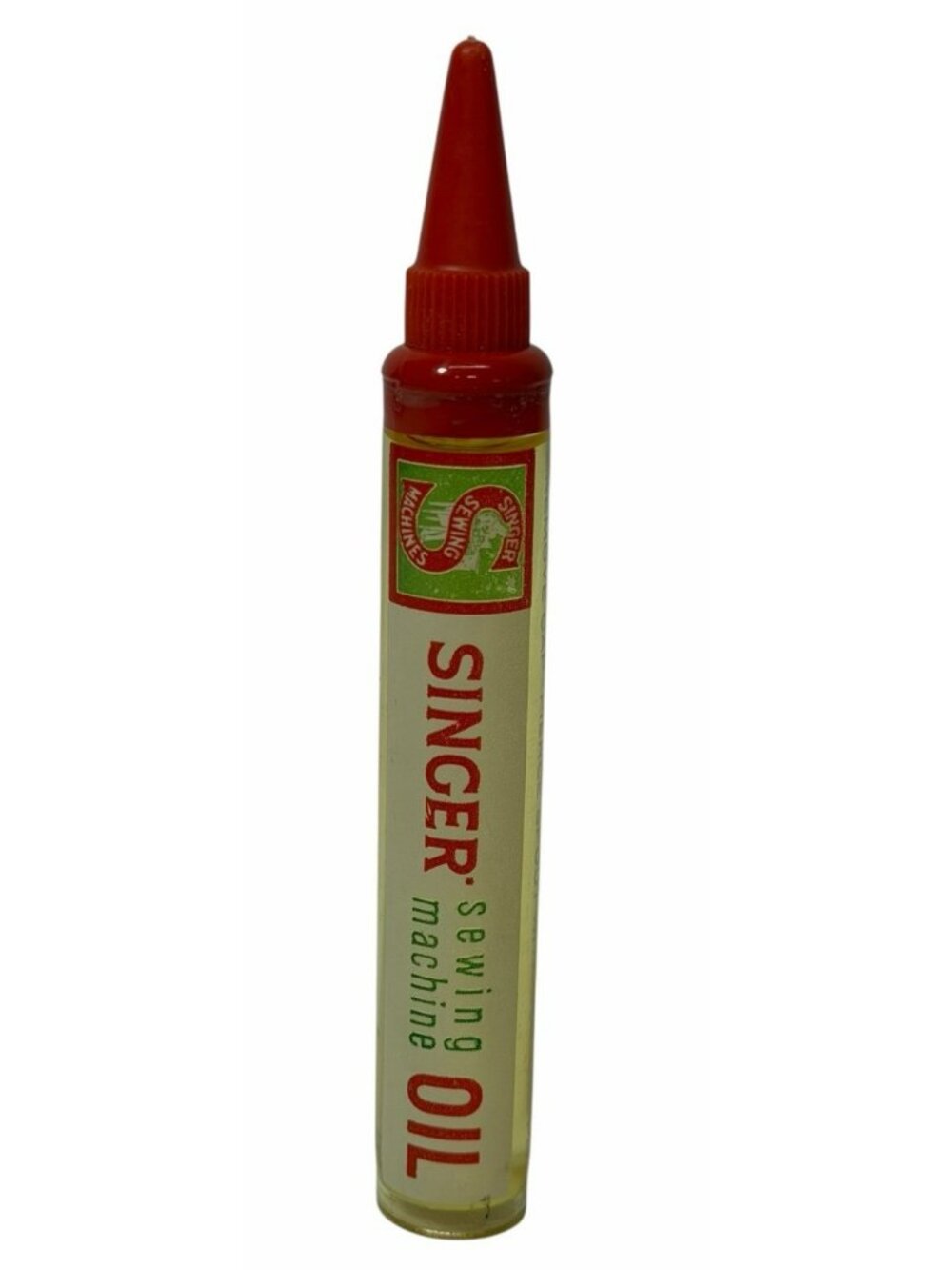 HTF & FULL 1/2 Ounce Vintage Singer Sewing Machine Oil Plastic Squeeze Tube Red